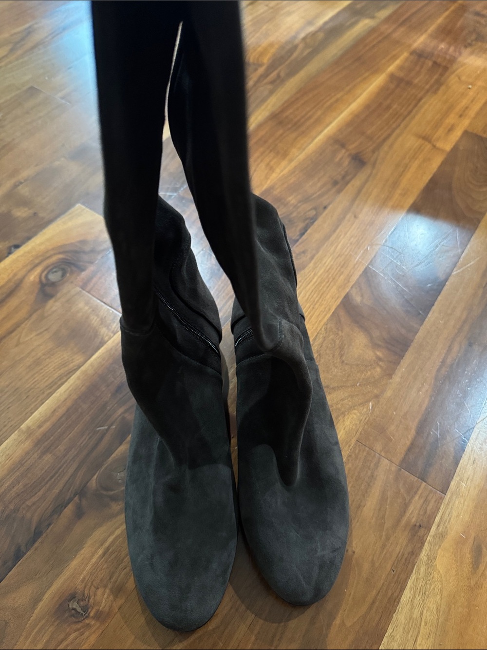 Delman Brown Leather Suede Over-the-Knee Stretch Boots. Made in Spain.